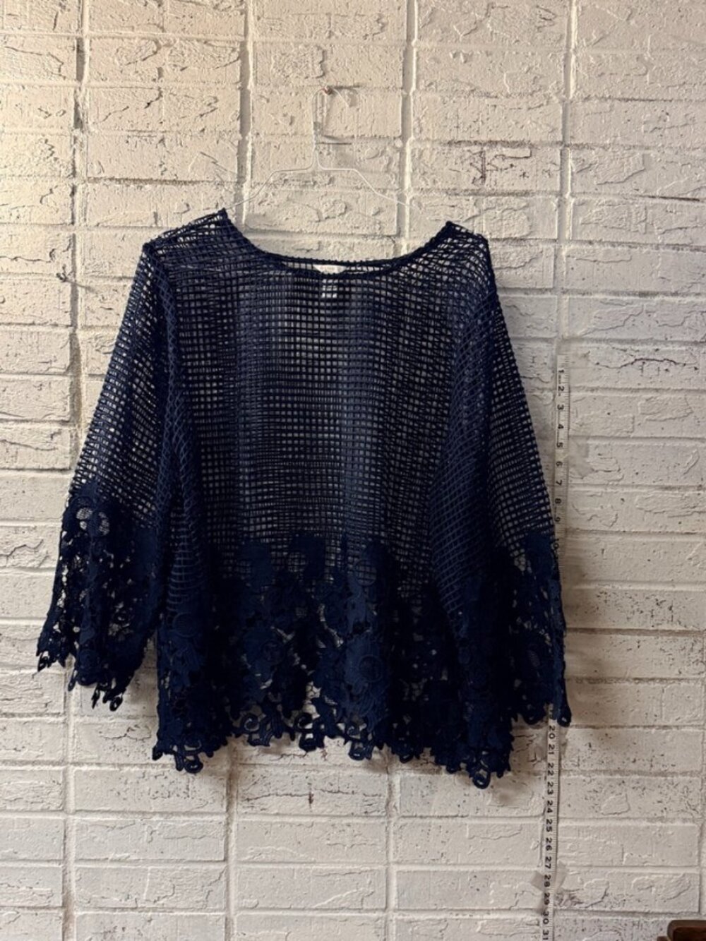 Cato 1946 Navy Crochet Mesh Lace Poncho Top Cover Up Plus Size 22/24W Boho